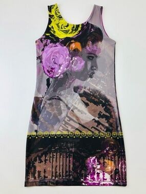 Volt Design Pivo abstract print 2 in 1 print tank dress Small Reversible stretch